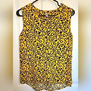 Sm Yellow Leopard Print Sleeveless Top